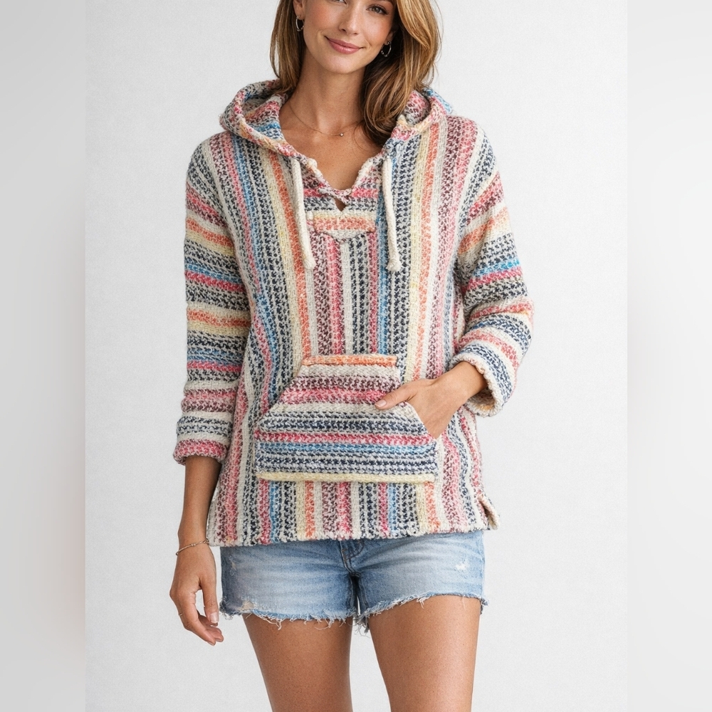 Earth Ragz Multi-Color Knitted Unisex Hoodie